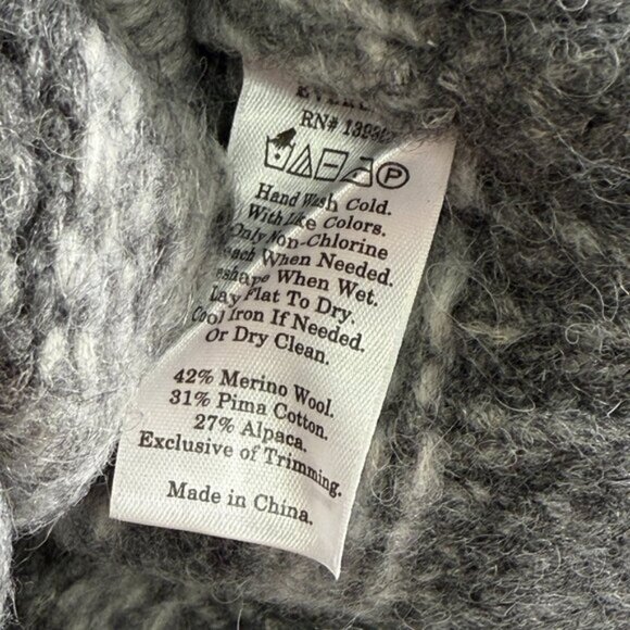 Everlane The Cloud Checkered Turtleneck Wool Alpaca Cotton Blend Sweater Gray XS - Picture 6 of 6